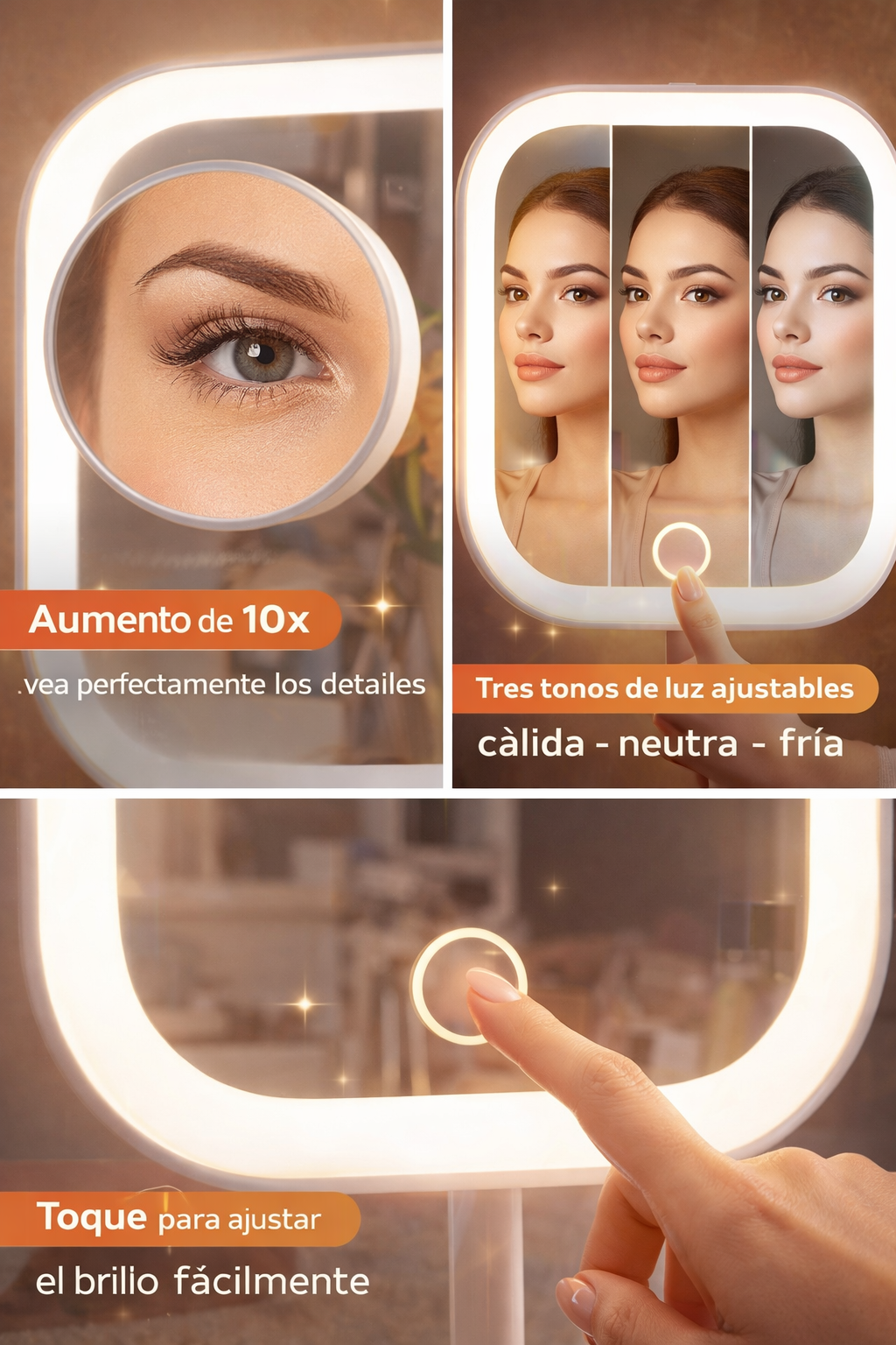 ESPEJO DE MAQUILLAJE CON LUZ LED (Portatil)